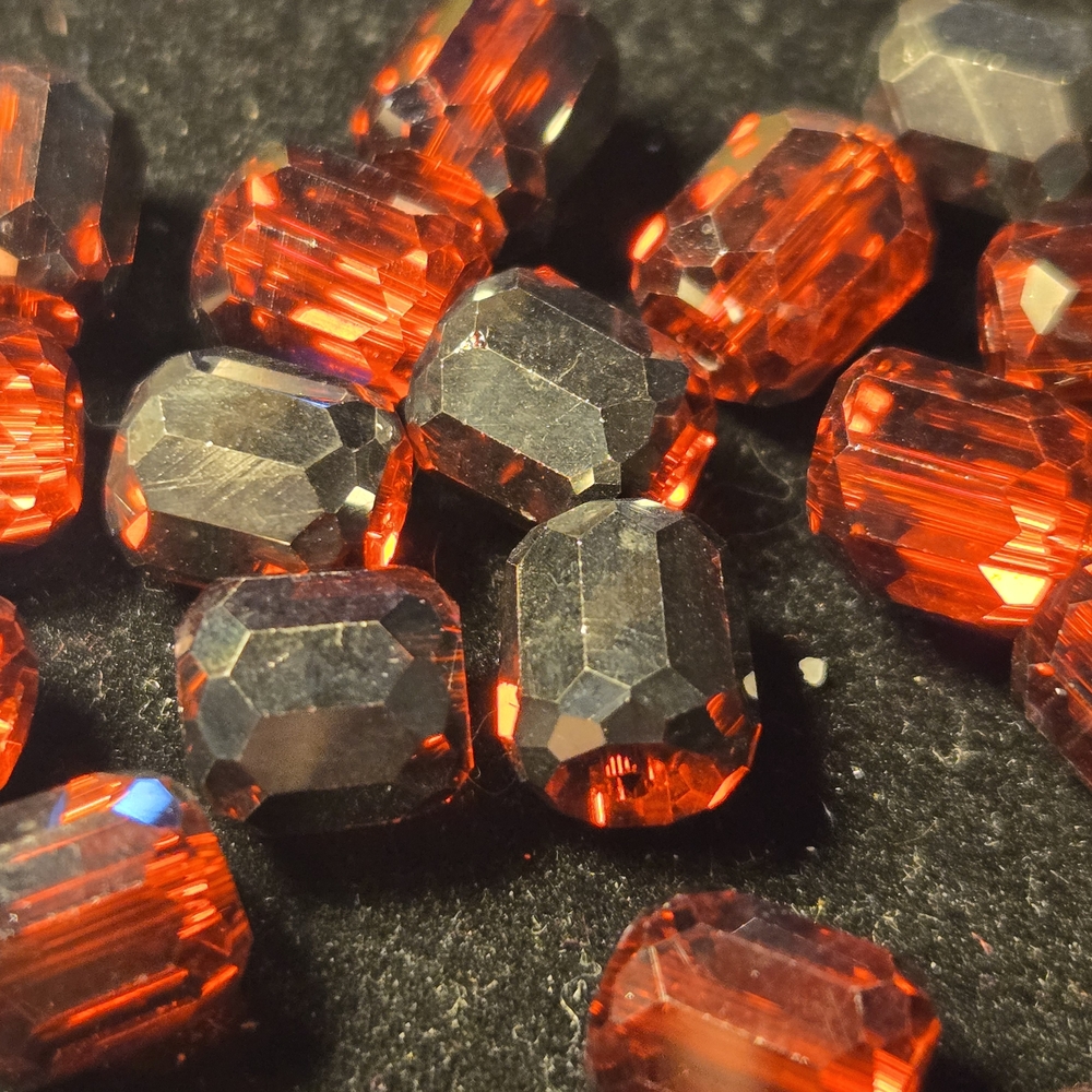Faceted Red and Black Beads